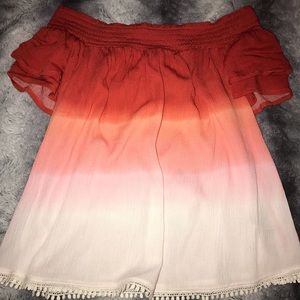 Orange Ombré Off The Shoukder Top